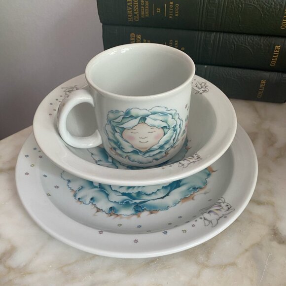 Vintage 80s Royal Worcester CABBAGE PATCH KIDS Plate Bowl Cup / Mug SET - Picture 1 of 7